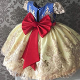 Kids Girl Princess Dress Birthday Party Wedding Gown Elegant Exquisite Lace Design With Big Bow - honeylives