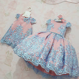 Kids Girl Princess Dress Birthday Party Wedding Gown Elegant Exquisite Lace Design With Big Bow - honeylives