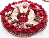 Kid Baby Girls Long Sleeve Red Vintage Party Lolita Dress