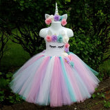 Kid Baby Girl Unicorn Flower Tutu Party Dress with Bow