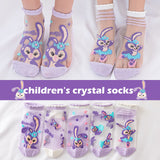 Kids Girls Cute Cartoon Printing Breathable Ice Stockings Crystal Socks