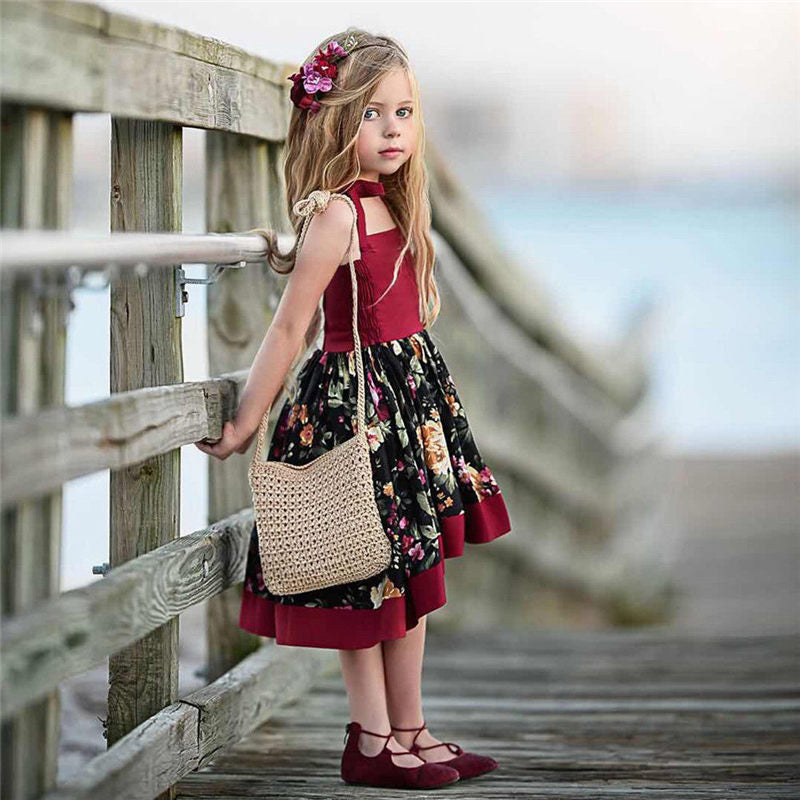 Toddler Kid Girl Floral Princess Wedding Leisure Summer Sleeveless Tutu Fashion Dresses - honeylives