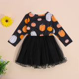 Halloween Kids Baby Girls Pumpkin Printed Dress 0-4Y