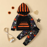 6M-4T Baby Boys Halloween Kids Cartoon Printed Patchwork 2 Pcs Sets