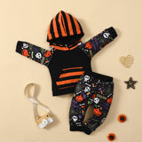 6M-4T Baby Boys Halloween Kids Cartoon Printed Patchwork 2 Pcs Sets