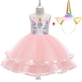 Girl Princess Fantasy Unicorn Birthday Party Tutu Christmas Dress For 2-10 Year