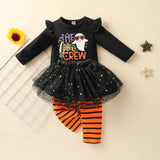 0-3T Baby Girls Halloween Black Round Collar 3 Pcs Sets