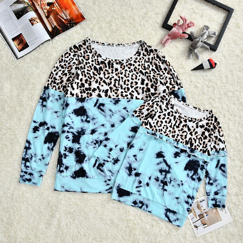 Fashion Family Tie-dye Patchwork Family Matching Autumn Shirts