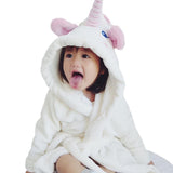 Baby Boys Girls Flannel Bathrobe Cartoon Animals Hooded Pajamas Sleepwear - honeylives