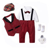 Newborn Baby Boys Formal Suit 4 Pcs Sets With Cap