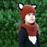 Kids Funny Cute Fox Handmade l Knitted Warm Winter Hat 2pcs/Set