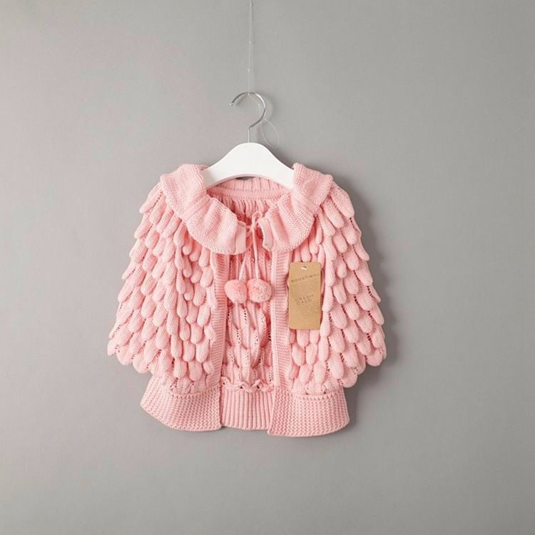Girl Cardigan Autumn Knitting Wool Bat Sleeve Sweater 2-6Y