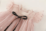 Girl Dresses Sweet Flying Sleeve Embroidered Princess Formal Tutu Dress - honeylives