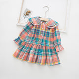 Girls Casual Rainbow with Plaid Printing Cotton Dress 1-6 Years