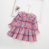 Girls Casual Rainbow with Plaid Printing Cotton Dress 1-6 Years
