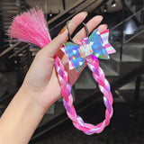 Girls Cute Cartoon Bow Butterfly Colorful Braid Headband Hair Accessories
