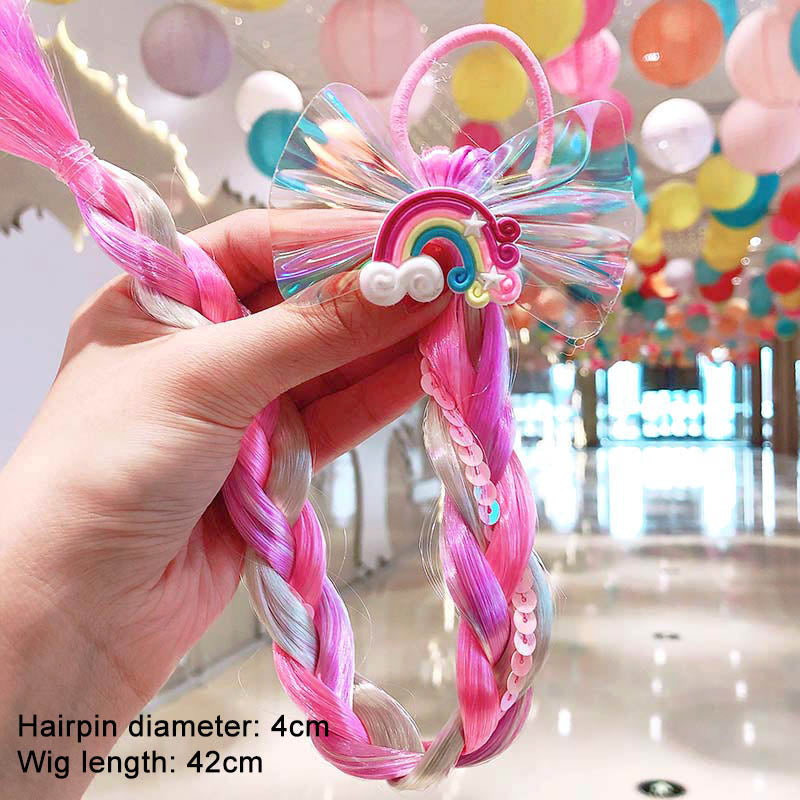 Girls Cute Cartoon Bow Butterfly Colorful Braid Headband Hair Accessories
