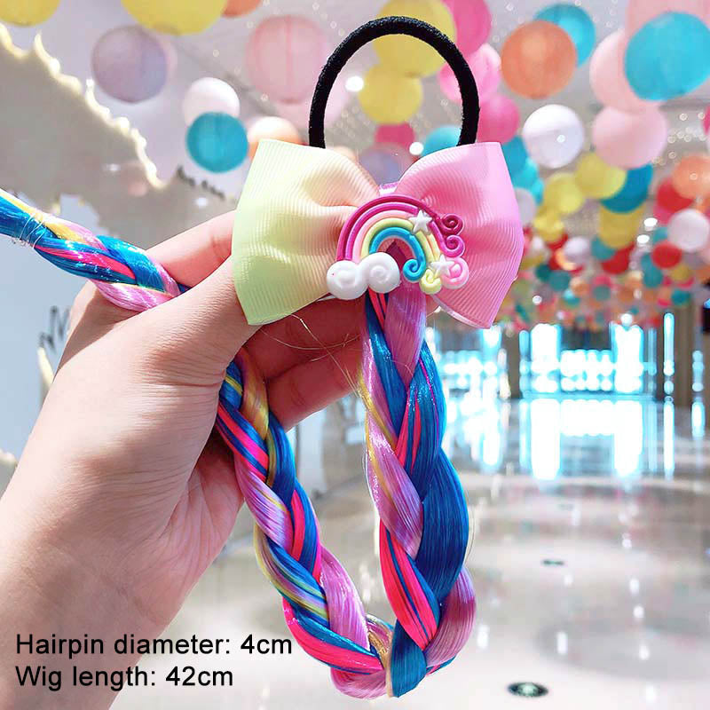Girls Cute Cartoon Bow Butterfly Colorful Braid Headband Hair Accessories