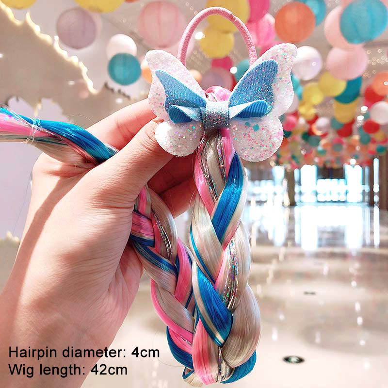 Girls Cute Cartoon Bow Butterfly Colorful Braid Headband Hair Accessories