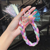 Girls Cute Cartoon Bow Butterfly Colorful Braid Headband Hair Accessories
