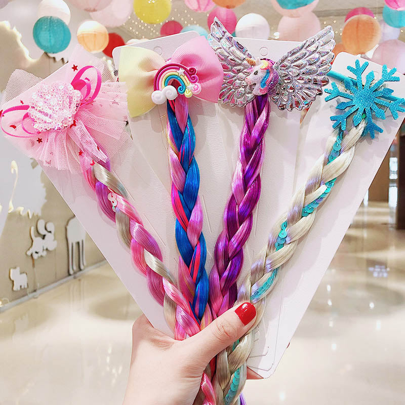 Girls Cute Cartoon Bow Butterfly Colorful Braid Headband Hair Accessories