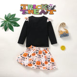 18M-6T Kid Baby Girls Halloween Round Collar Hem 2 Pcs Sets