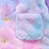 Girls  Coat Winter Colorful Fur Cotton Padded Thicken Warm Coats