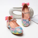 Girls Dance Shoes Sequins Crystal Heels Shoes