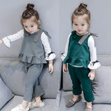 Girls Spring Autumn Tops Micro-lace Slim Bottoms Solid Color 1-6 Years
