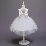 Girl Irregular Mesh Dress Big Bow Princess Dress