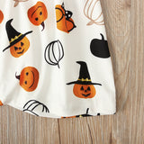 1-5T Kids Baby Girl Halloween Pumpkin Plaid Outfit Overall 2 Pcs Sets