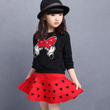 Kids Baby Girl Autumn Sets Long-sleeve Tops Pleated 2Pcs Outfits