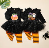 0-3T Baby Girls Halloween Black Round Collar 3 Pcs Sets