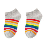 Kids Rainbow Striped Boys Girls Spring Autumn Striped Boat Socks 5 pair/1lot