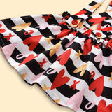 Baby Girls Long Sleeve Valentine Heart Print Tops+Suspender 2Pcs