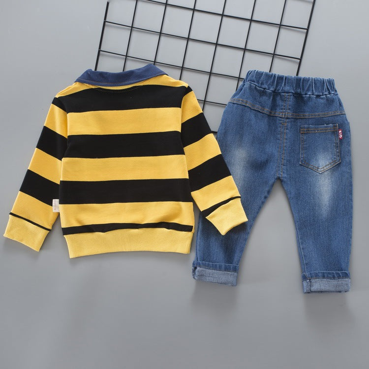 Boys Autumn Striped Long Sleeve Top + Bottoms 2 Pcs Suit 1-4 Years