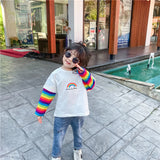 Girl T-shirt Casual Colorful Striped Long Sleeve Tops 1-6 Years