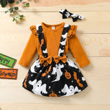 6M-4T Toddler Kid Baby Halloween Outfits Long Sleeves 3Pcs Sets