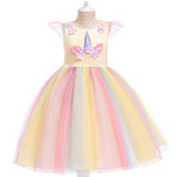 Girls Unicorn Dress Gown Cosplay  Birthday Party Fantasy Princess Dresses - honeylives