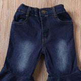 Fashion Girls Flared Trousers Jeans Bell-bottom Trousers Wide Leg Denim Pants