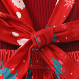 Baby Girl Christmas Long Sleeve Tops+Bowknot Suspender Skirt+Headband 3 Pcs Sets