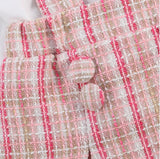 Baby Kid Girls  2pcs Suit Long Sleeve Plaid Suspender Sets