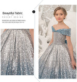 Kid Girls Prom Elegant Sequins Ball Gowns Evening Party Formal Dresses
