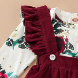 Sweet Baby Girl Long-Sleeve Floral Jumpsuit+Solid Dress+Headband 3Pcs - honeylives
