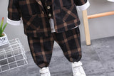 Autumn Kid Baby Boys Plaid Wedding Suits 3Pcs/Sets