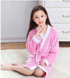 Child Bathrobe Kids Flannel Bathing Robe Sleepwear Fleece Pajamas
