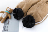 Boy Winter Cartoon Bear Tops + Plus Velvet Warm Slacks 2 Pcs Suit