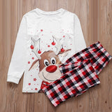 Plaid Christmas Family Matching Pajamas Set Deer Father Mother Kids Sleepwear