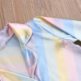 Kids Baby Boy Girl Pajamas Faux Silk Satin Rainbow Suits 2 Pcs Sets