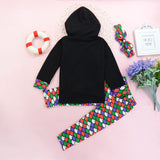 Girls Suit Hooded Set Explosive Print Tops +Bottoms 2 Pcs 2-7 Years